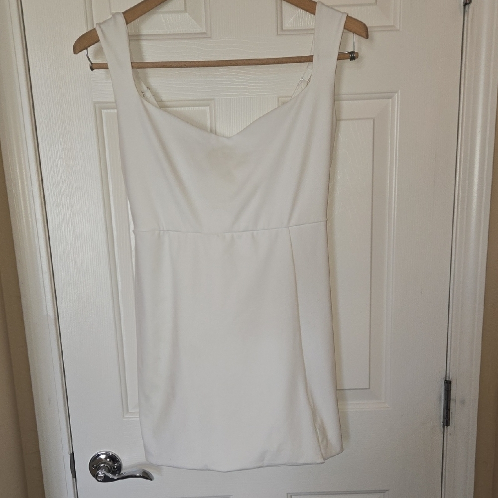 Source Unknown 2XL White Sheath Mini DRESS WIDE V-Neck FLIRTY SUMMER STAPLE - Picture 3 of 7